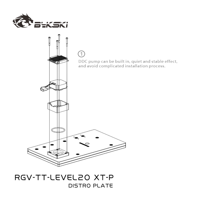Distro Plate Ddc Pump Combo - Bykski RGV-TT-LEVEL20XT-P Acrylic Distro Plate /Board