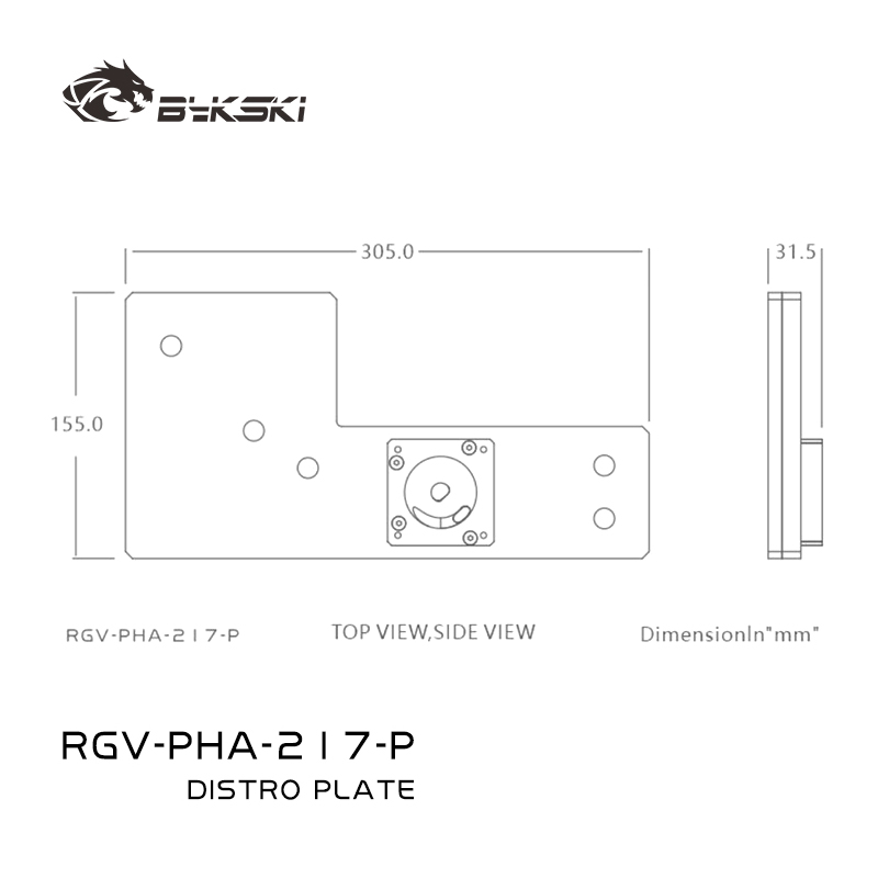 Distro Plate Ddc Pump Combo - Bykski RGV-PHA-217-P Pelat/Dudukan Akrilik untuk Reservoir,