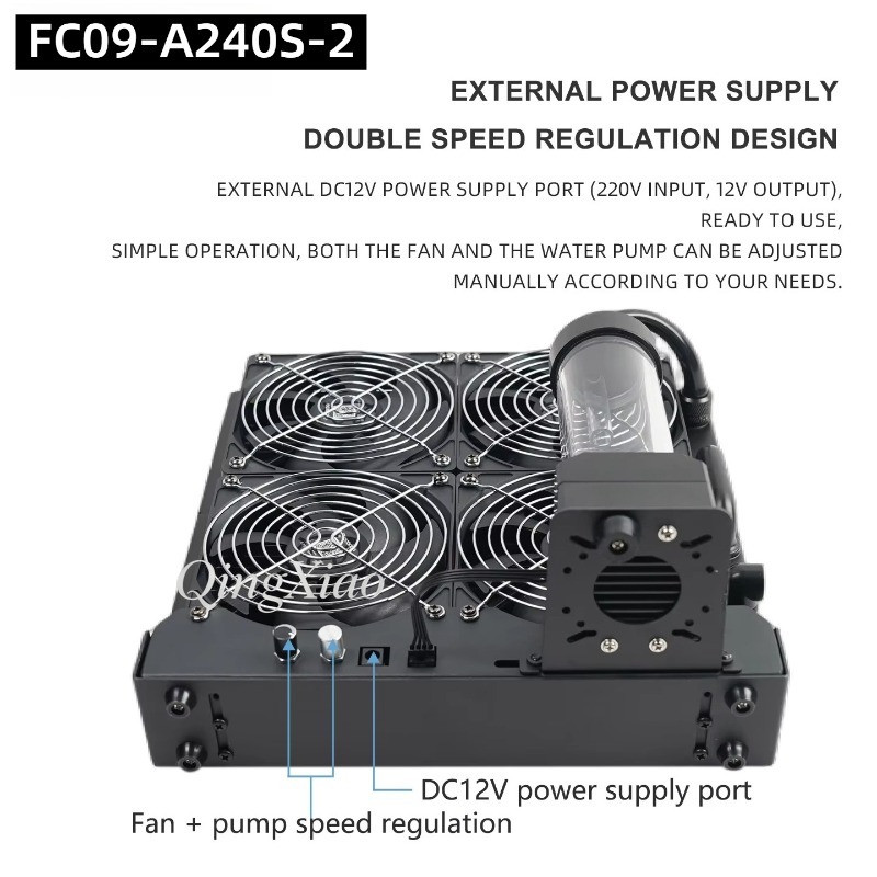 External Radiator Water Cooling Kit - 4 Kipas Radiator Pompa Dan Tangki
